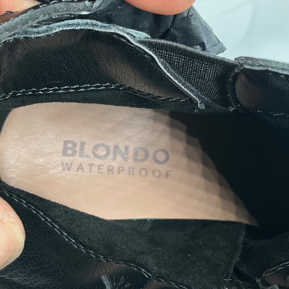 Blondo Size 8.5 Sullivan Black Leather Waterproof Ankle Boots NEW Lug Sole $160 - Picture 5 of 16